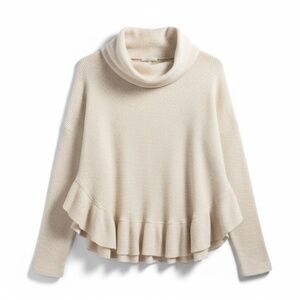 4/$20 Maeve Addie Ruffled Hacci Pullover Sweater Ivory XS Anthropologie